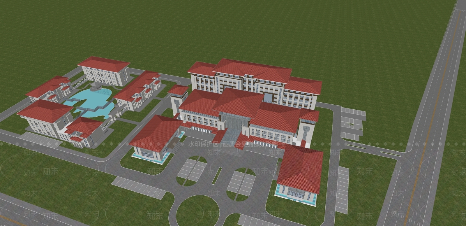 现代医疗建筑SU模型下载【ID:1105121051】