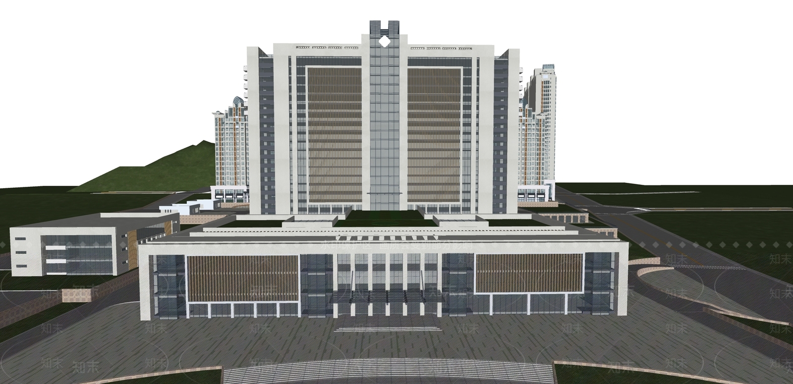 现代医疗建筑SU模型下载【ID:1105121401】