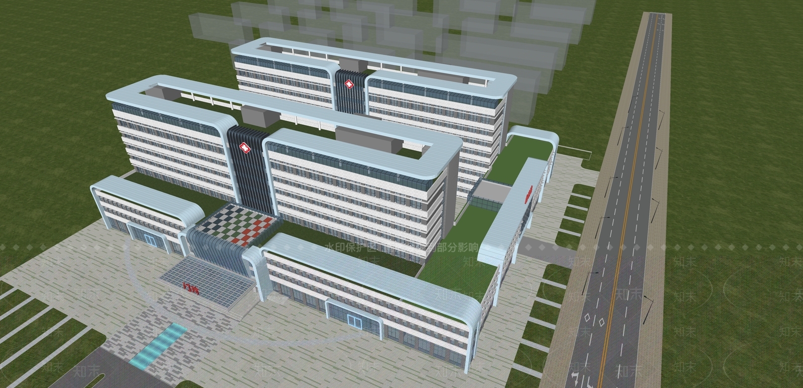 现代医疗建筑SU模型下载【ID:1105121484】