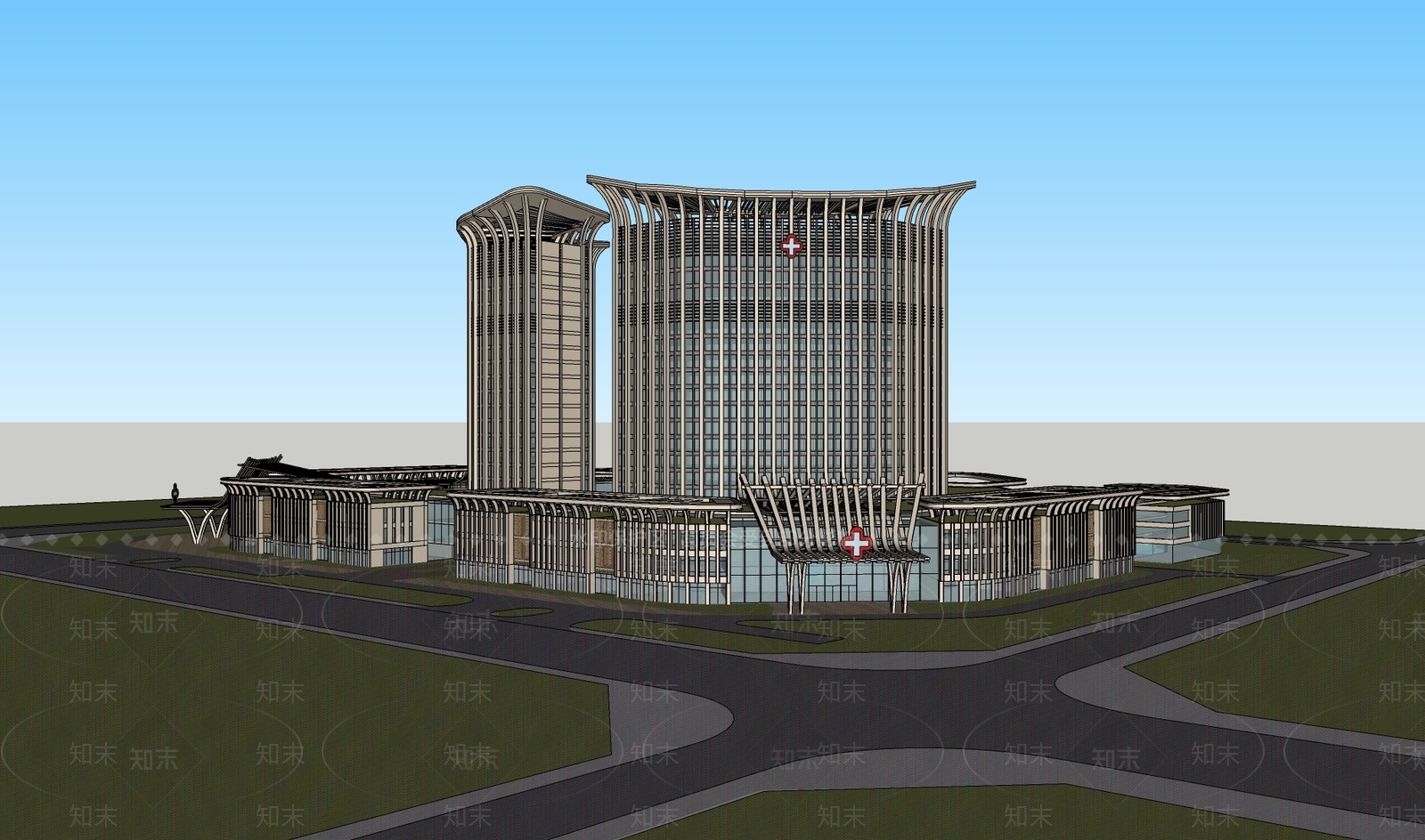 现代医疗建筑SU模型下载【ID:1105250418】