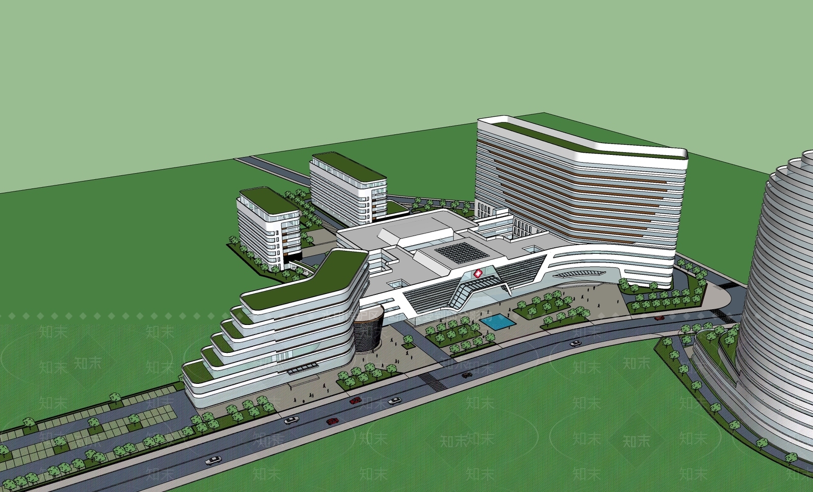 现代医疗建筑SU模型下载【ID:1105124339】