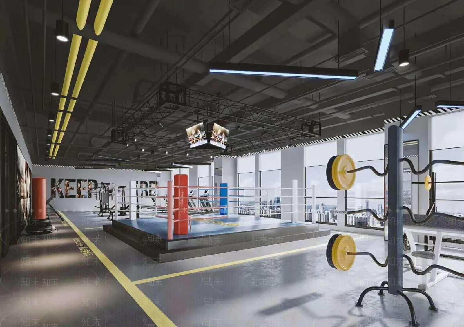 工业风健身房3D模型下载【ID:1105136265】