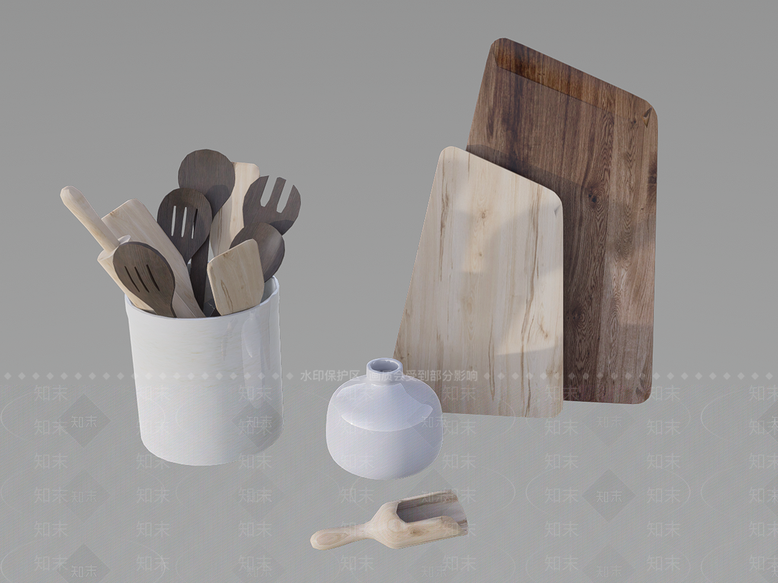现代厨房用品组合SU模型下载【ID:1105142889】