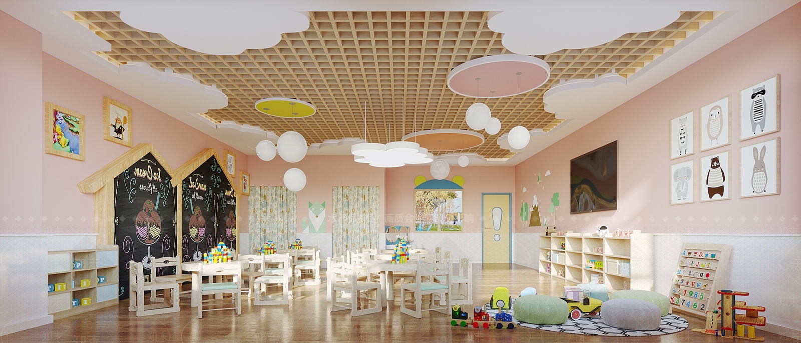 现代幼儿园大教室3D模型下载【ID:1105143814】