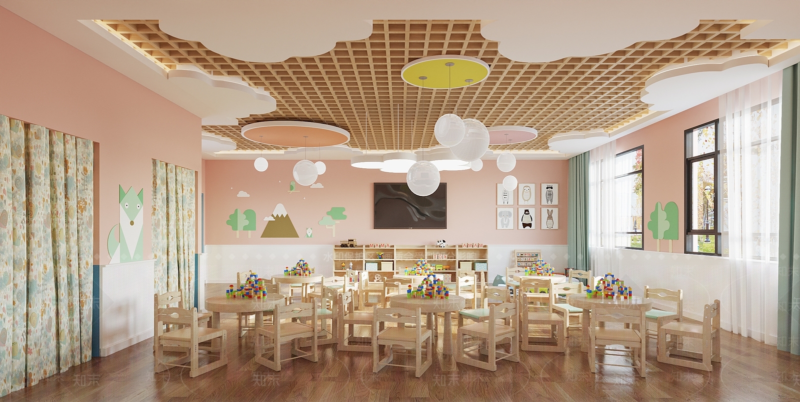 现代幼儿园大教室3D模型下载【ID:1105143814】