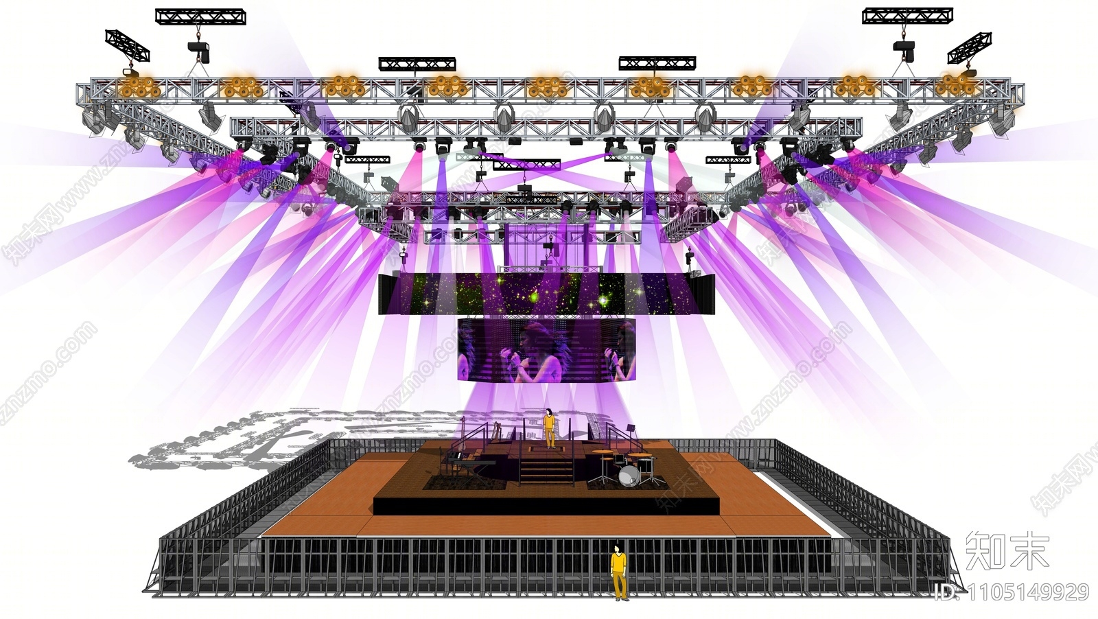 现代钢架舞台SU模型下载【ID:1105149929】