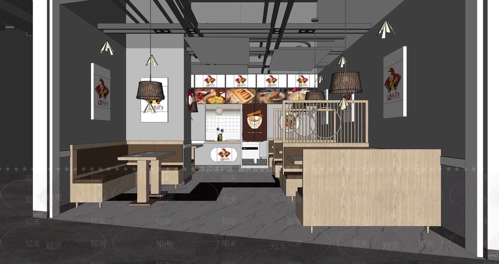 现代快餐店SU模型下载【ID:1105157393】