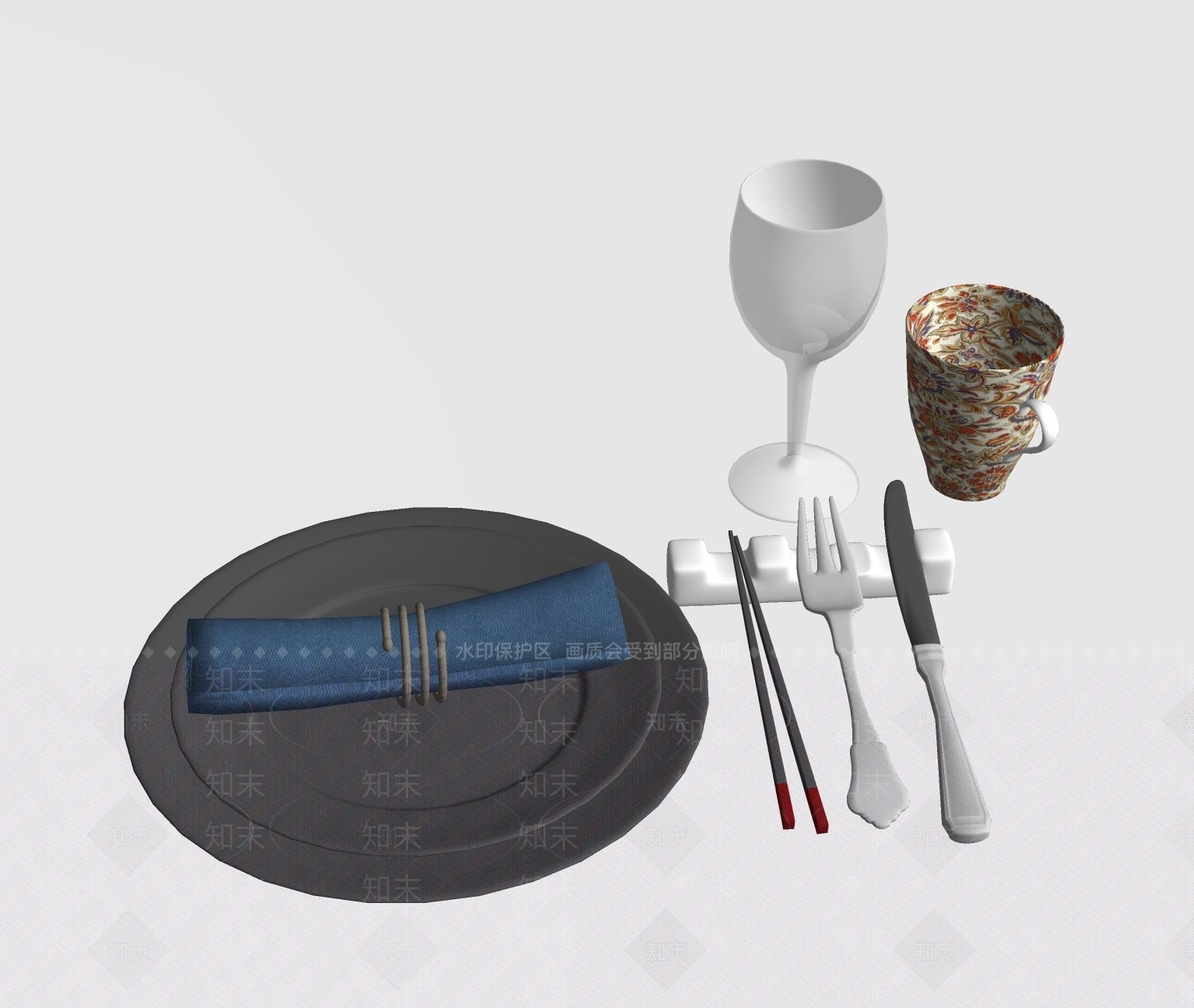 现代餐具SU模型下载【ID:1105171438】