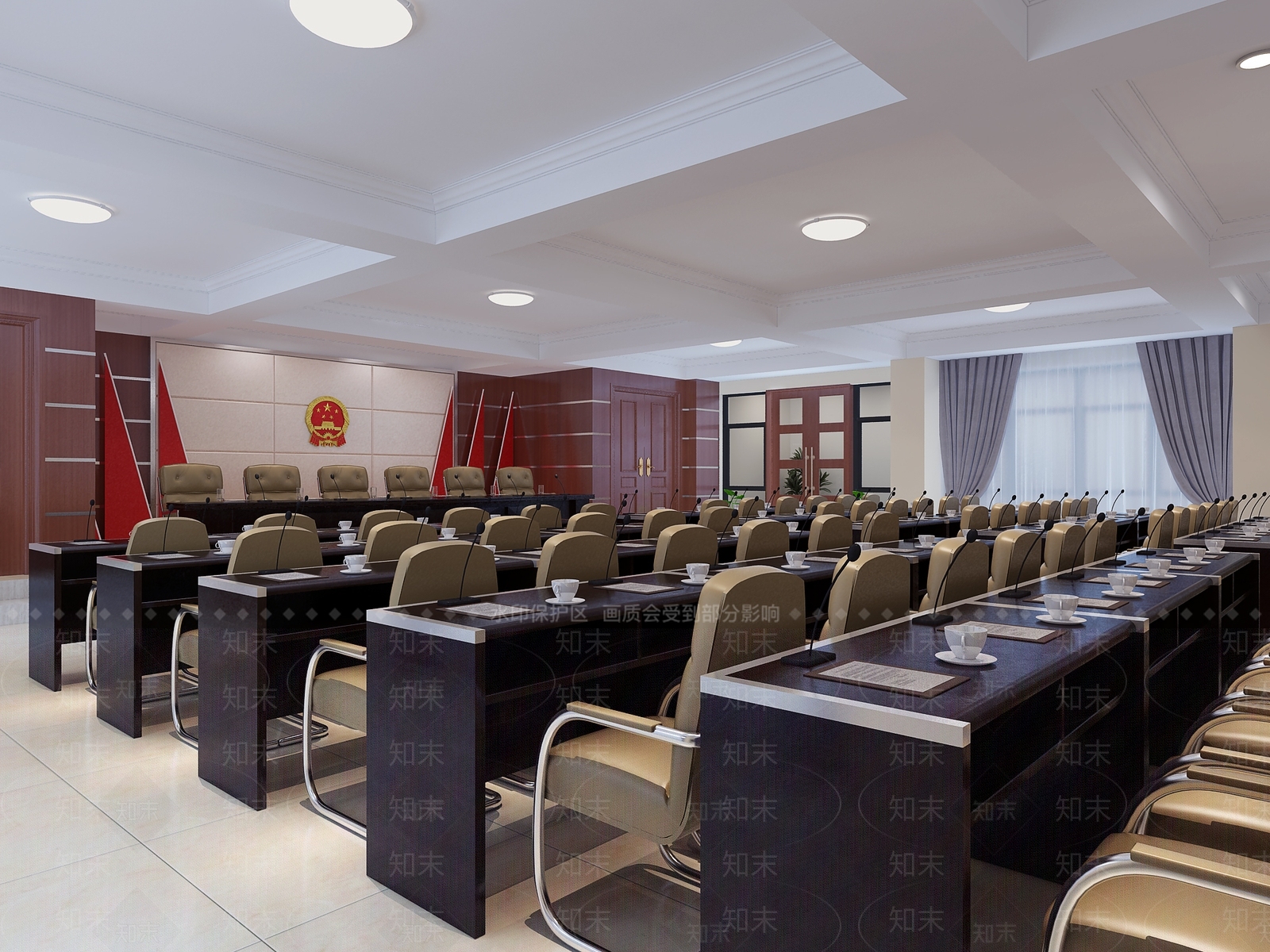 现代党建会议室3D模型下载【ID:1105178377】