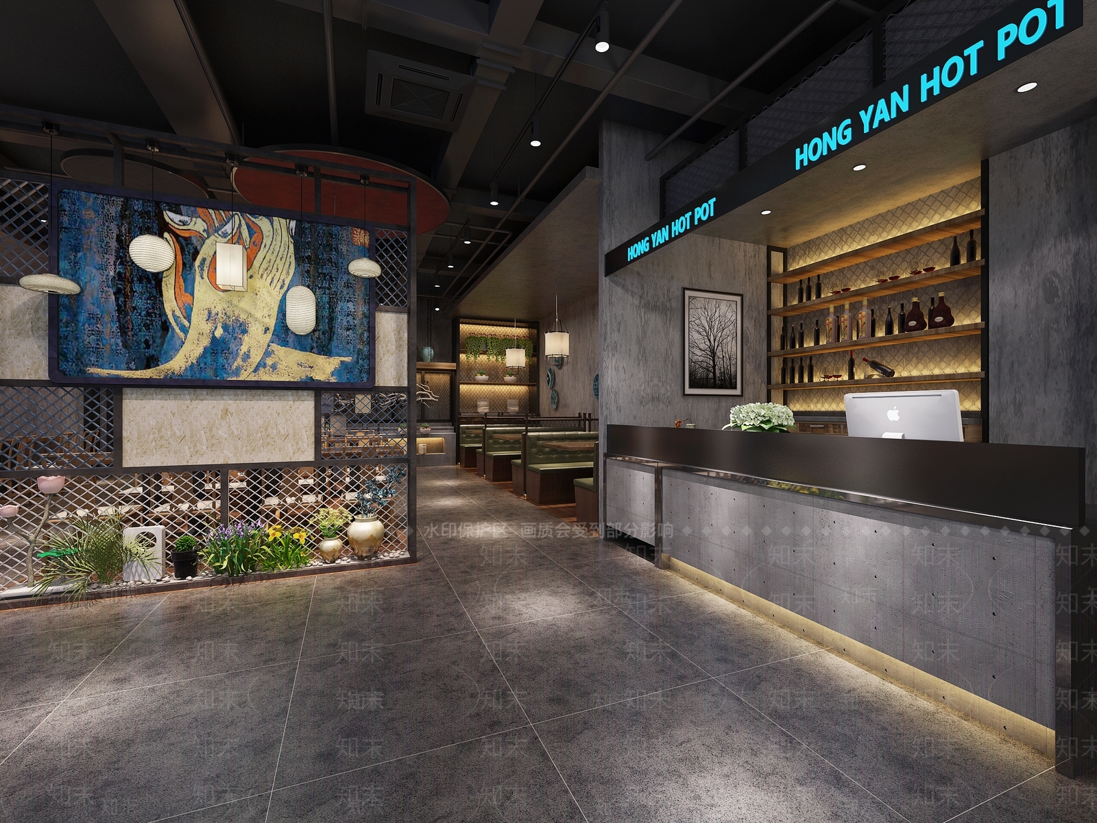 工业风火锅店3D模型下载【ID:1105179170】