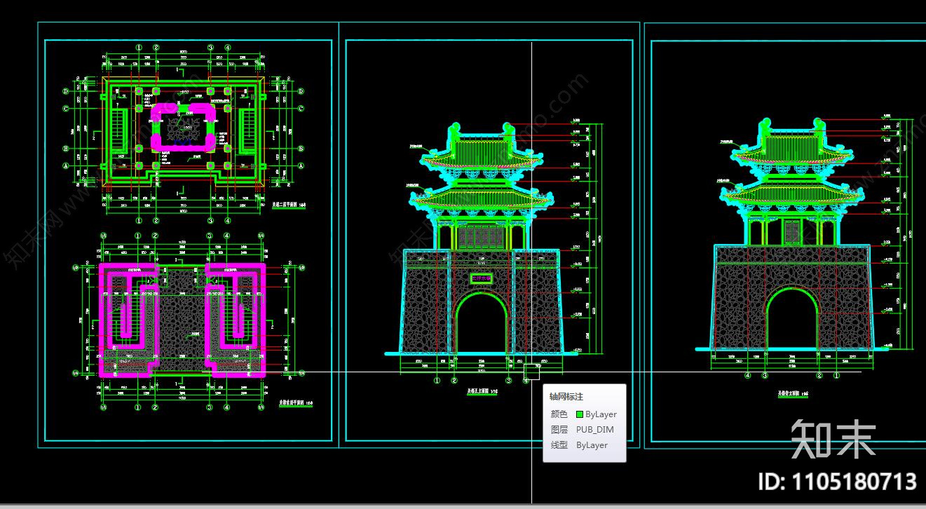 关楼cad施工图下载【ID:1105180713】