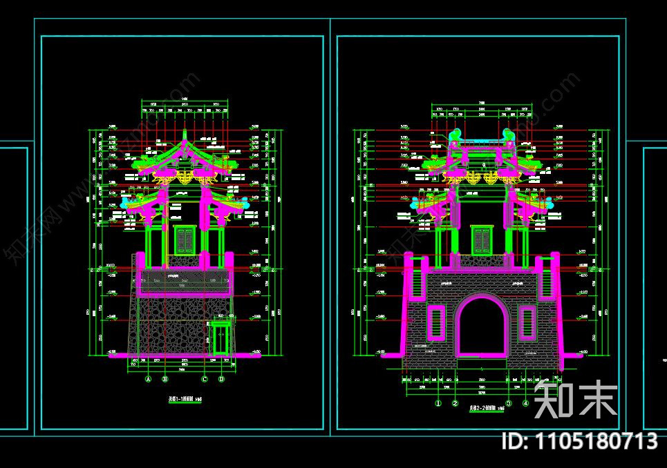 关楼cad施工图下载【ID:1105180713】