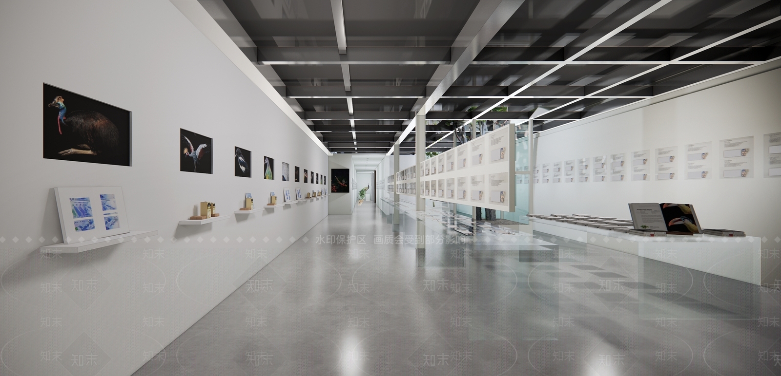 现代鸟类邮票展厅SU模型下载【ID:1105258115】