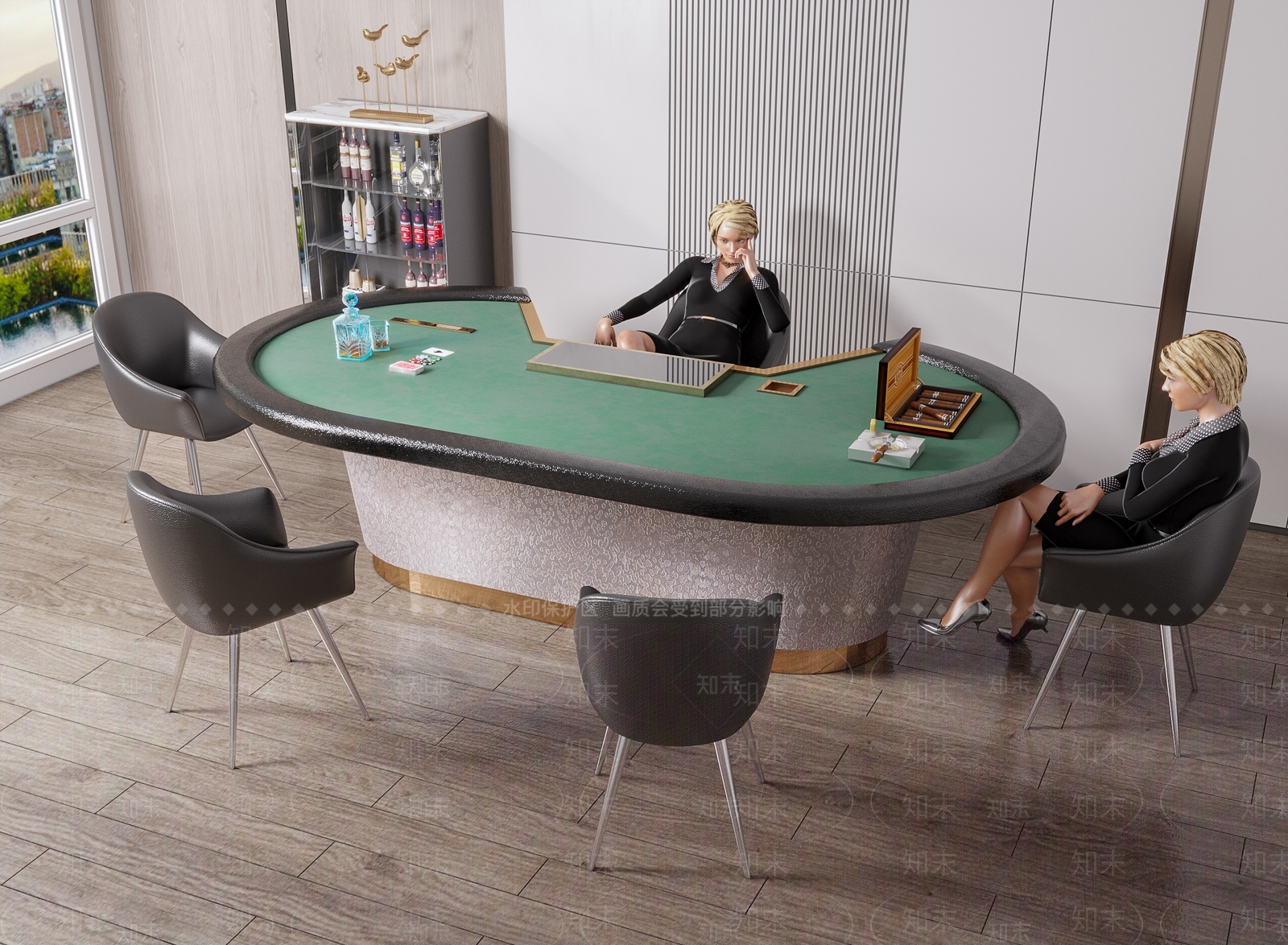 现代棋牌室3D模型下载【ID:1105185917】