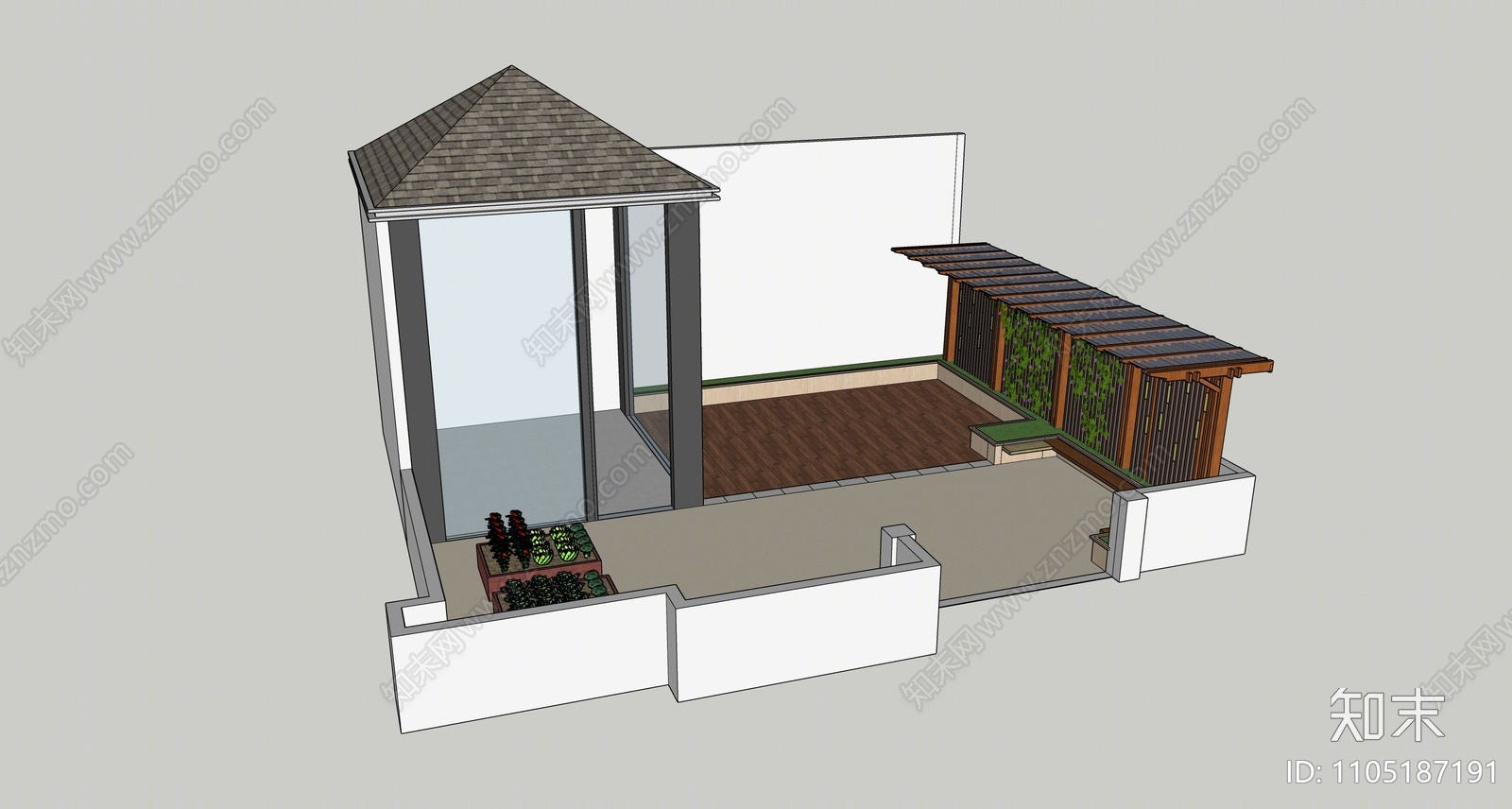 现代屋顶花园SU模型下载【ID:1105187191】