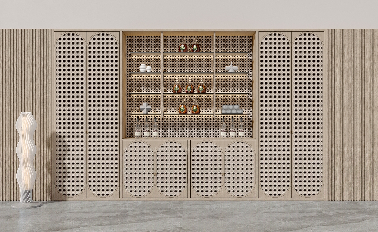 侘寂风格酒柜3D模型下载【ID:1105190482】