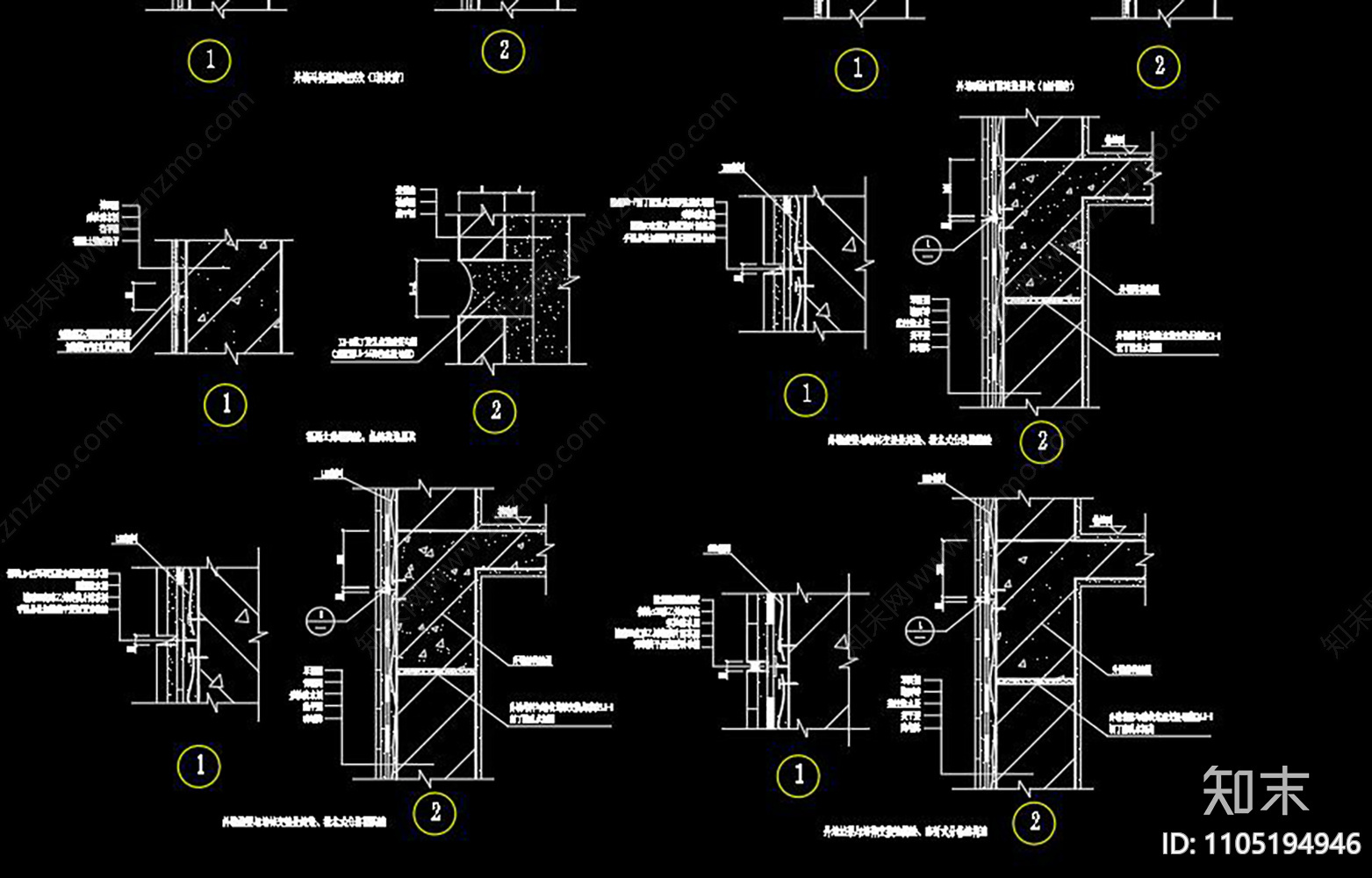 外墙防水CAD节点cad施工图下载【ID:1105194946】