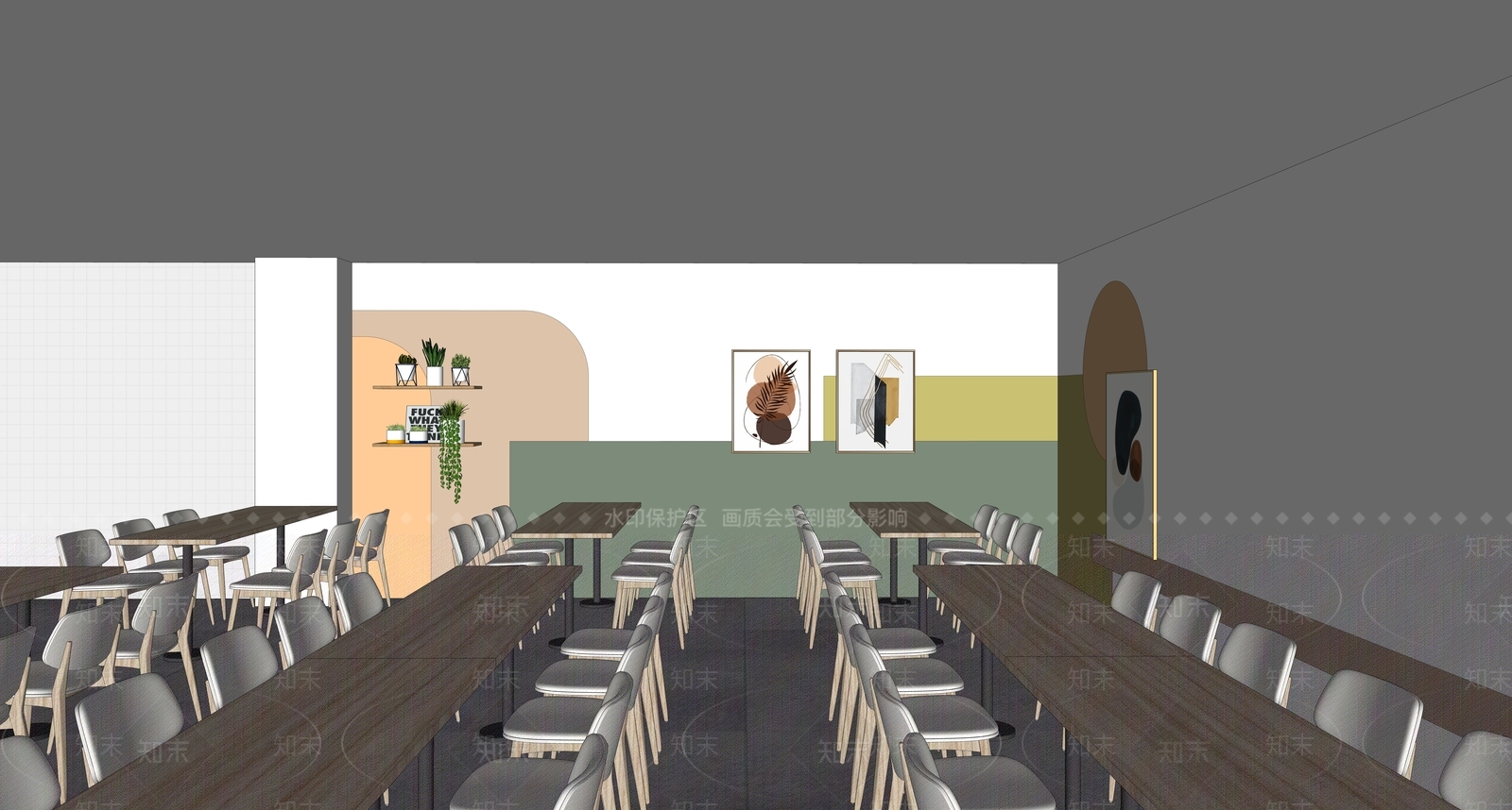 现代员工食堂SU模型下载【ID:1105211794】