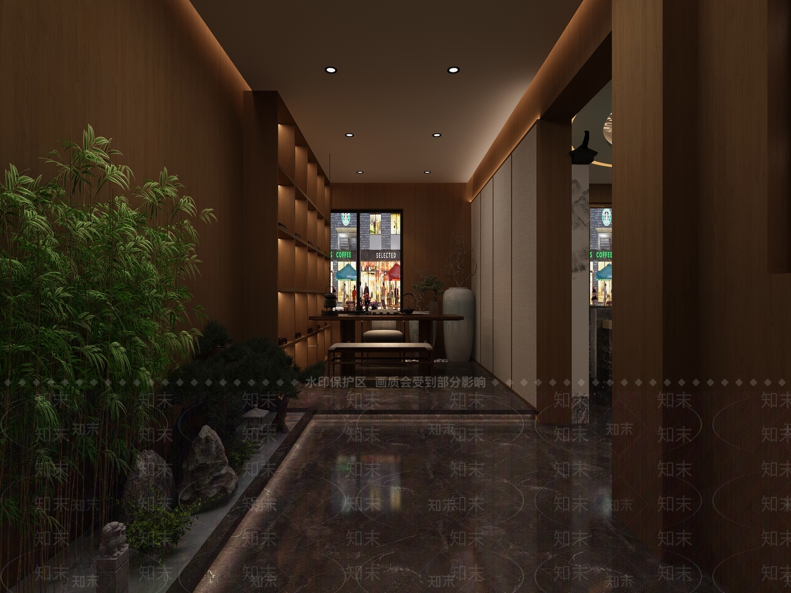 新中式洗浴中心过道3D模型下载【ID:1105220667】_知末3d模型网