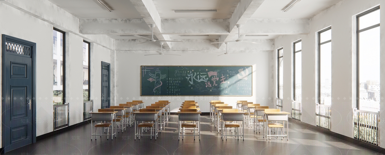现代教室3D模型下载【ID:1105223229】