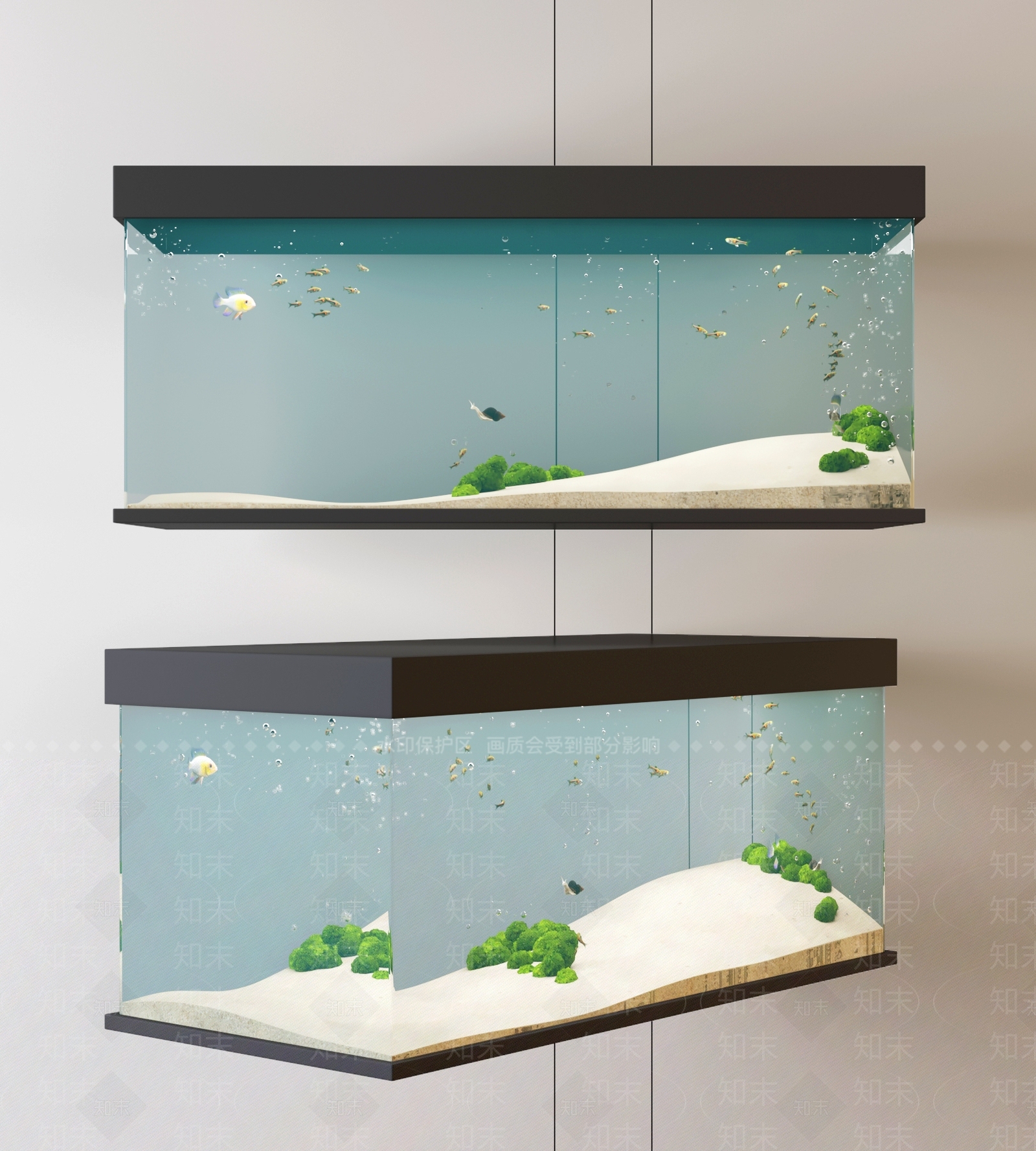现代鱼缸水族3D模型下载【ID:1105224620】