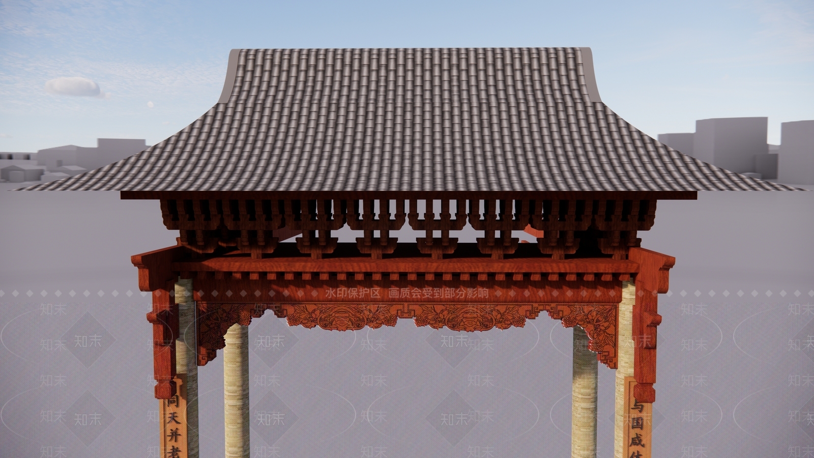 中式牌坊牌楼SU模型下载【ID:1105230232】