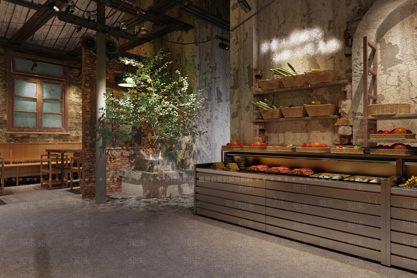 工业风烧烤店3D模型下载【ID:1105235776】