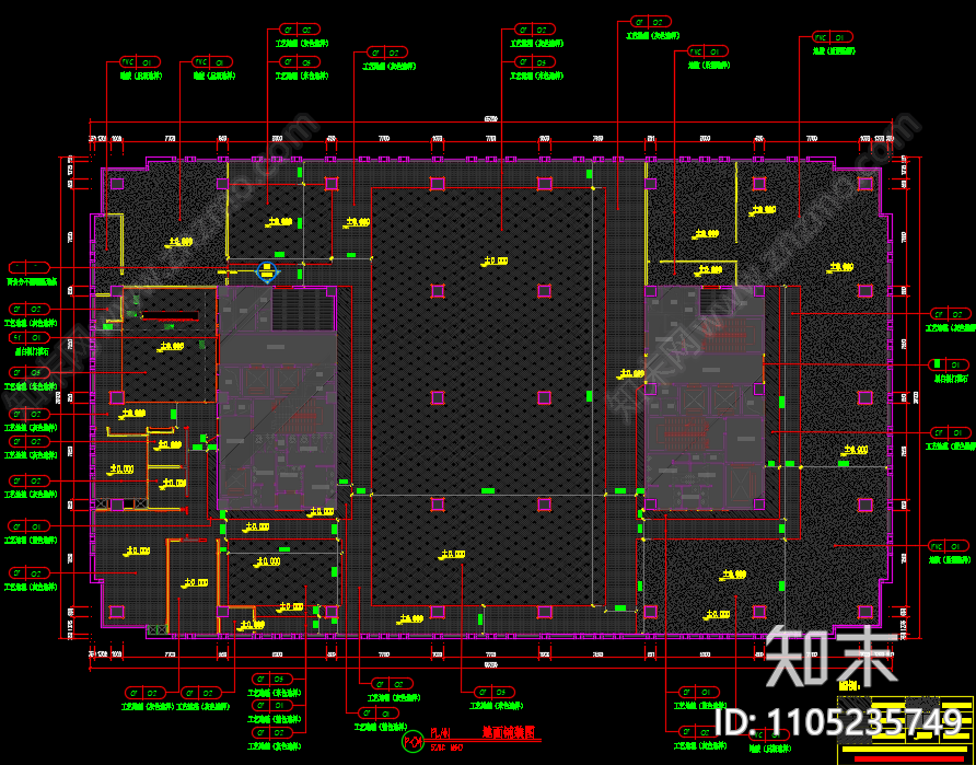 办公空间平面图cad施工图下载【ID:1105235749】