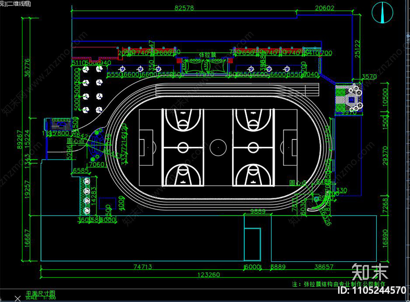 校园运动场施工图下载【ID:1105244570】