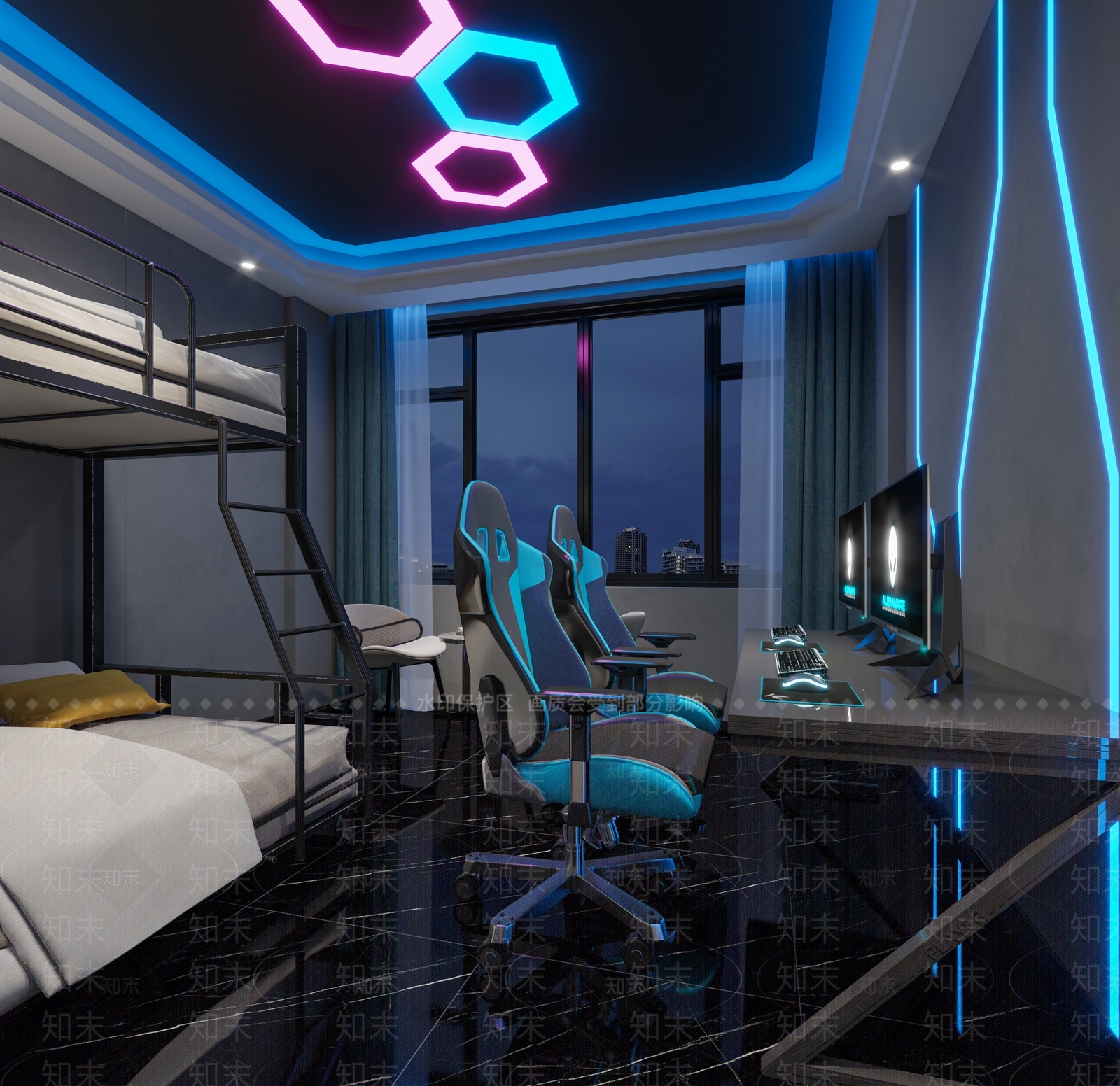 现代电竞房3D模型下载【ID:1105362368】