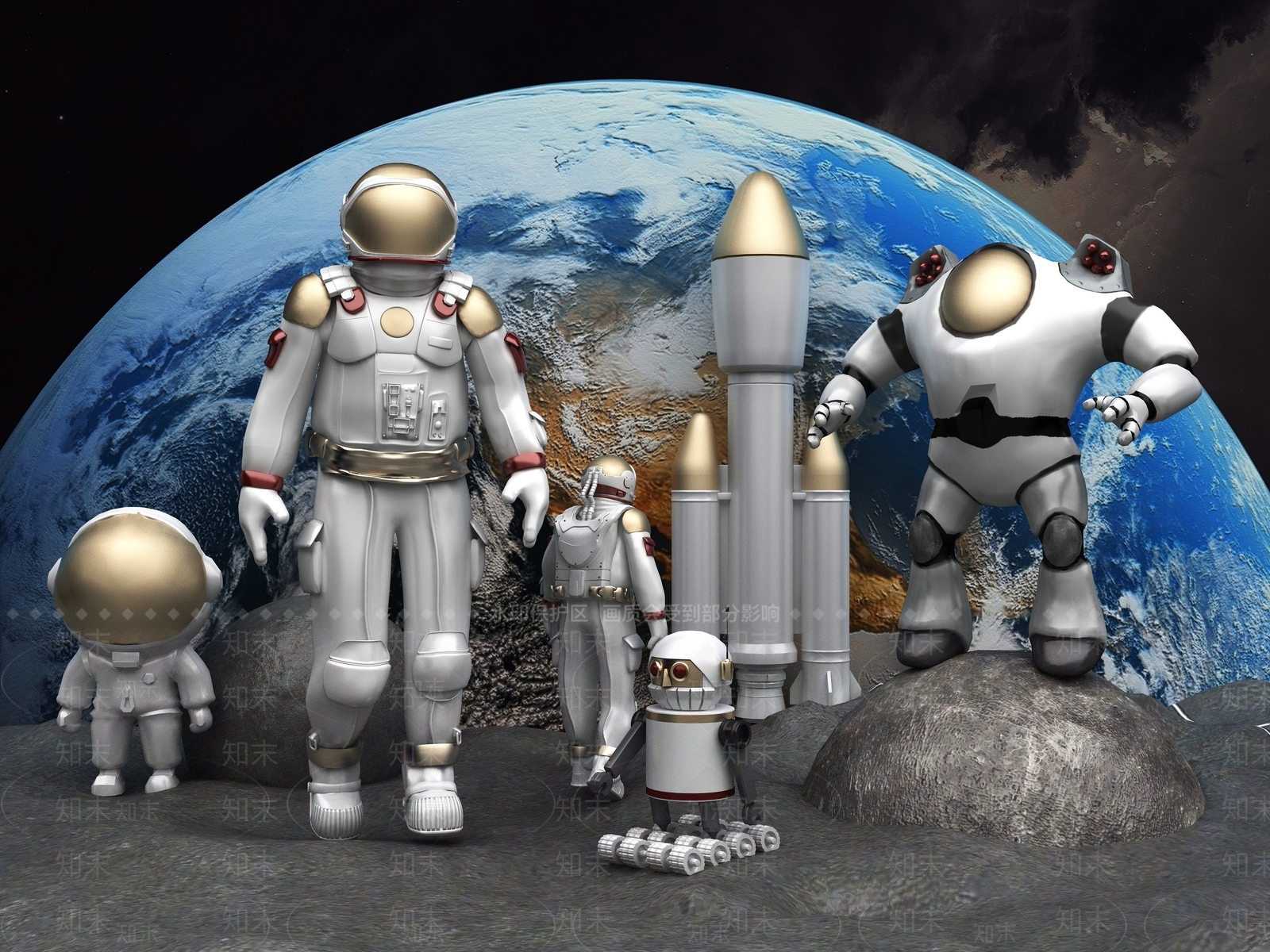 现代太空宇航员公仔3D模型下载【ID:1105256751】