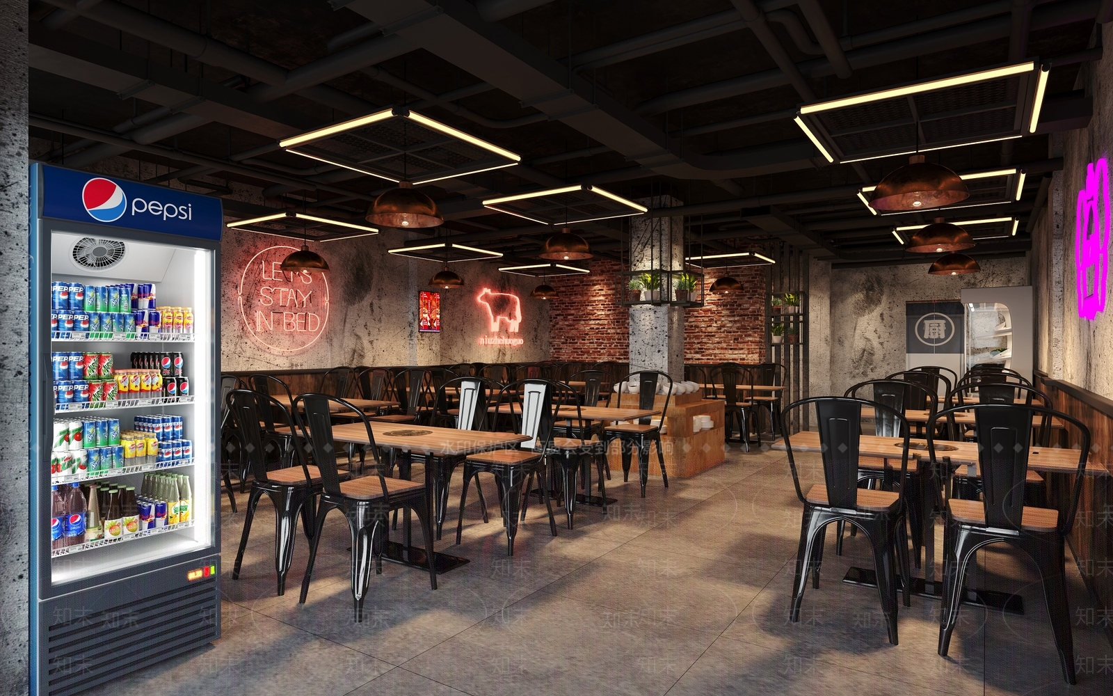 工业风火锅店3D模型下载【ID:1105260029】
