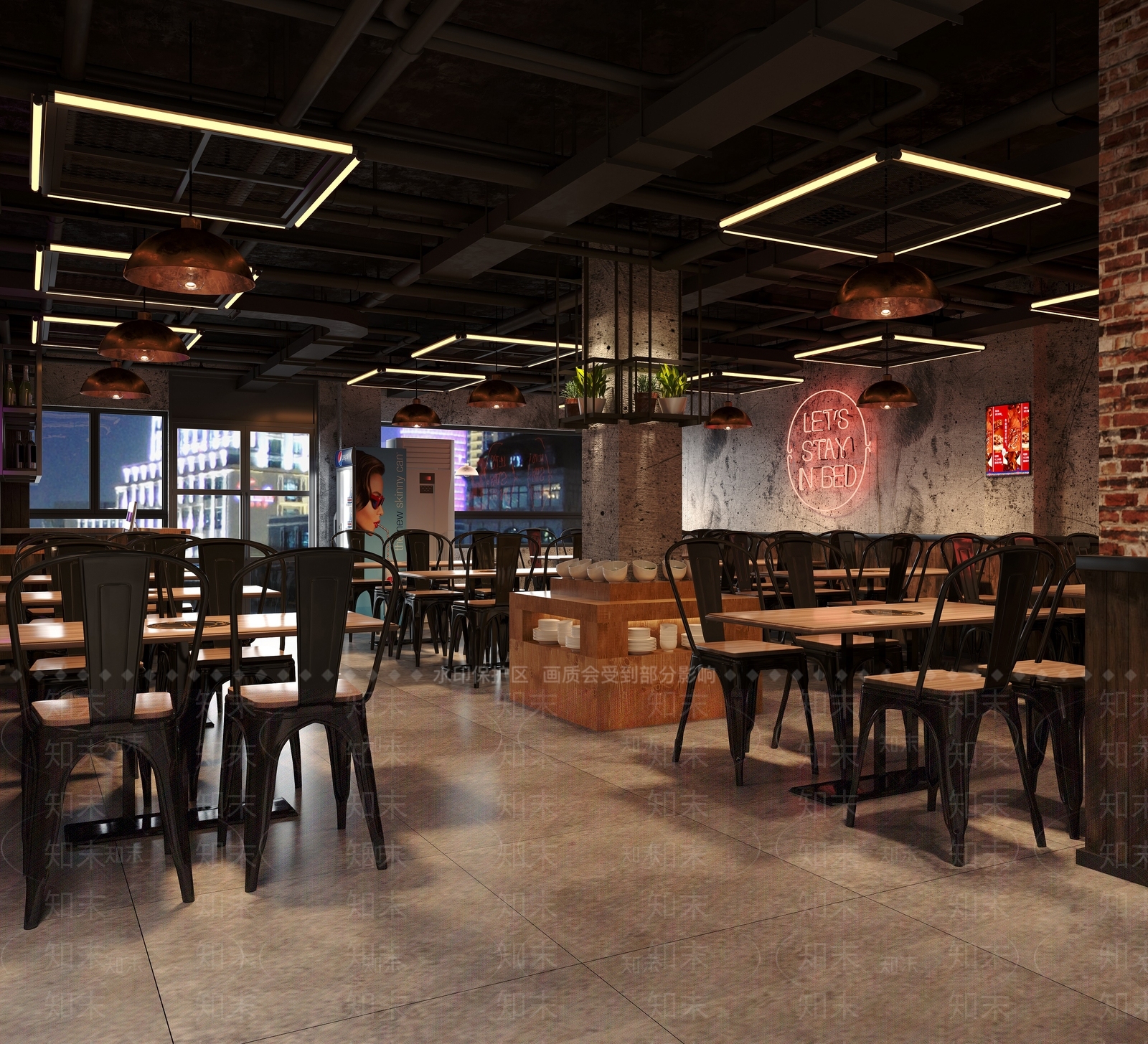 工业风火锅店3D模型下载【ID:1105260029】