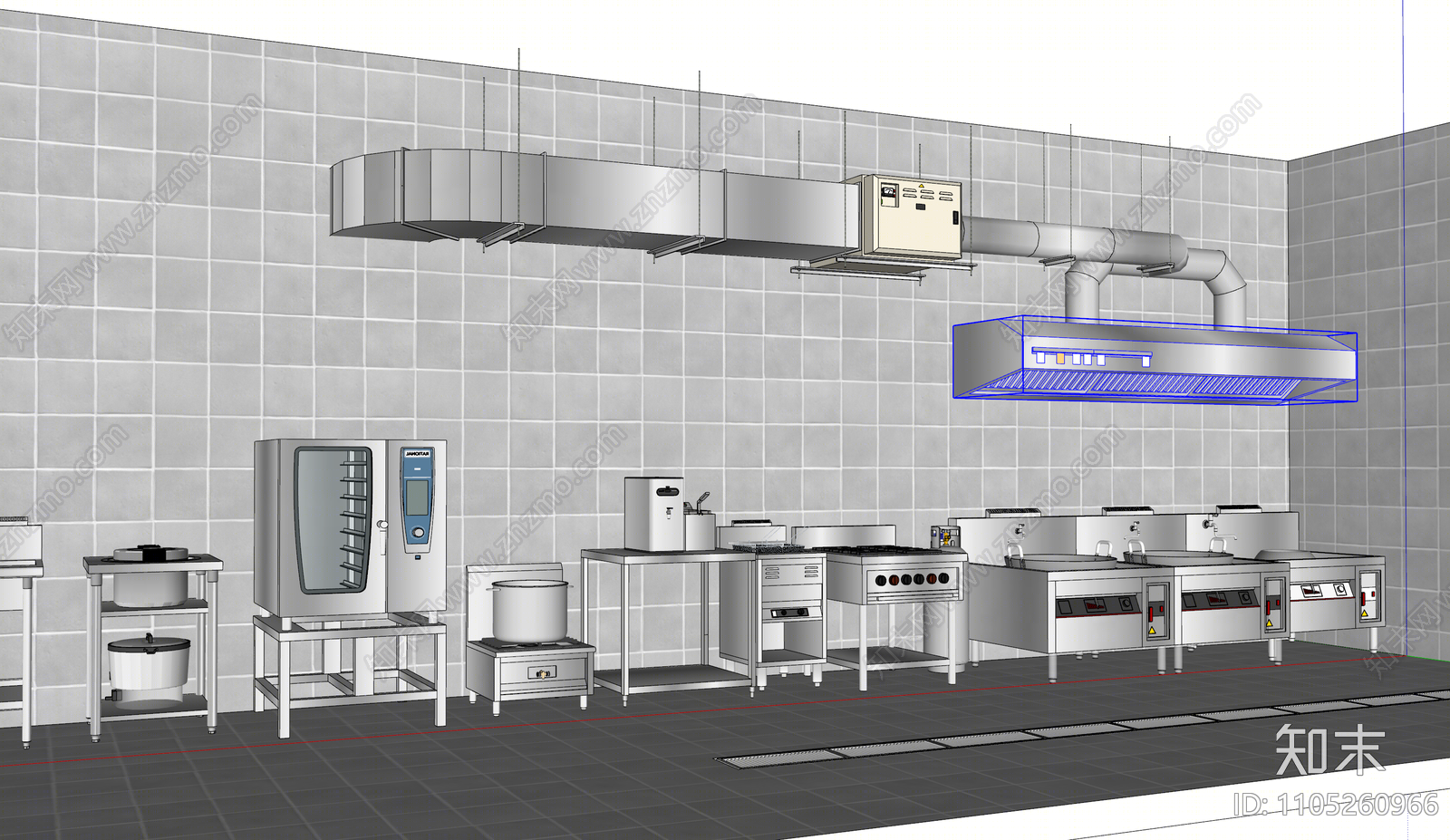 现代餐饮后厨SU模型下载【ID:1105260966】
