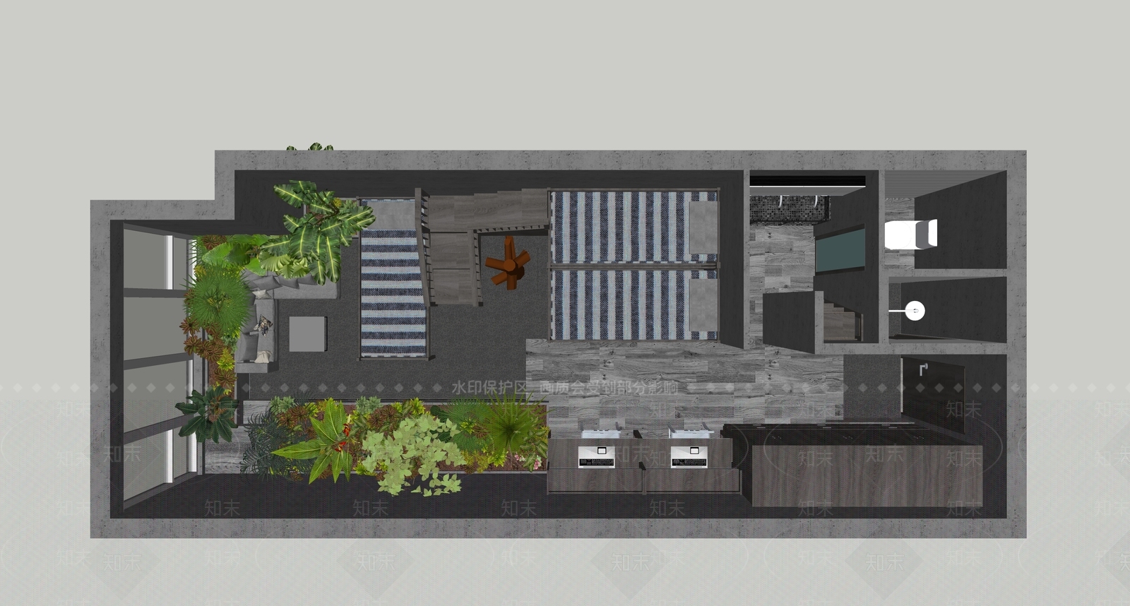 工业风宿舍SU模型下载【ID:1105374527】
