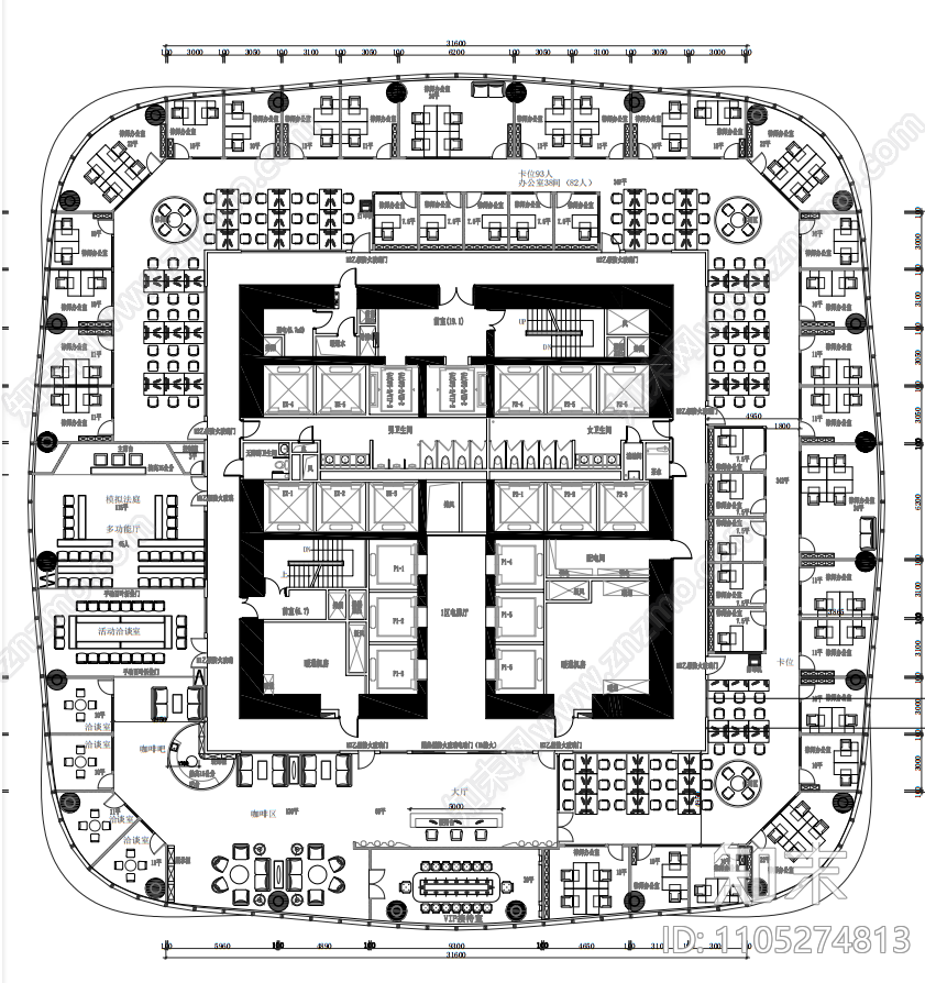 律师事务所办公平面布置图cad施工图下载【ID:1105274813】