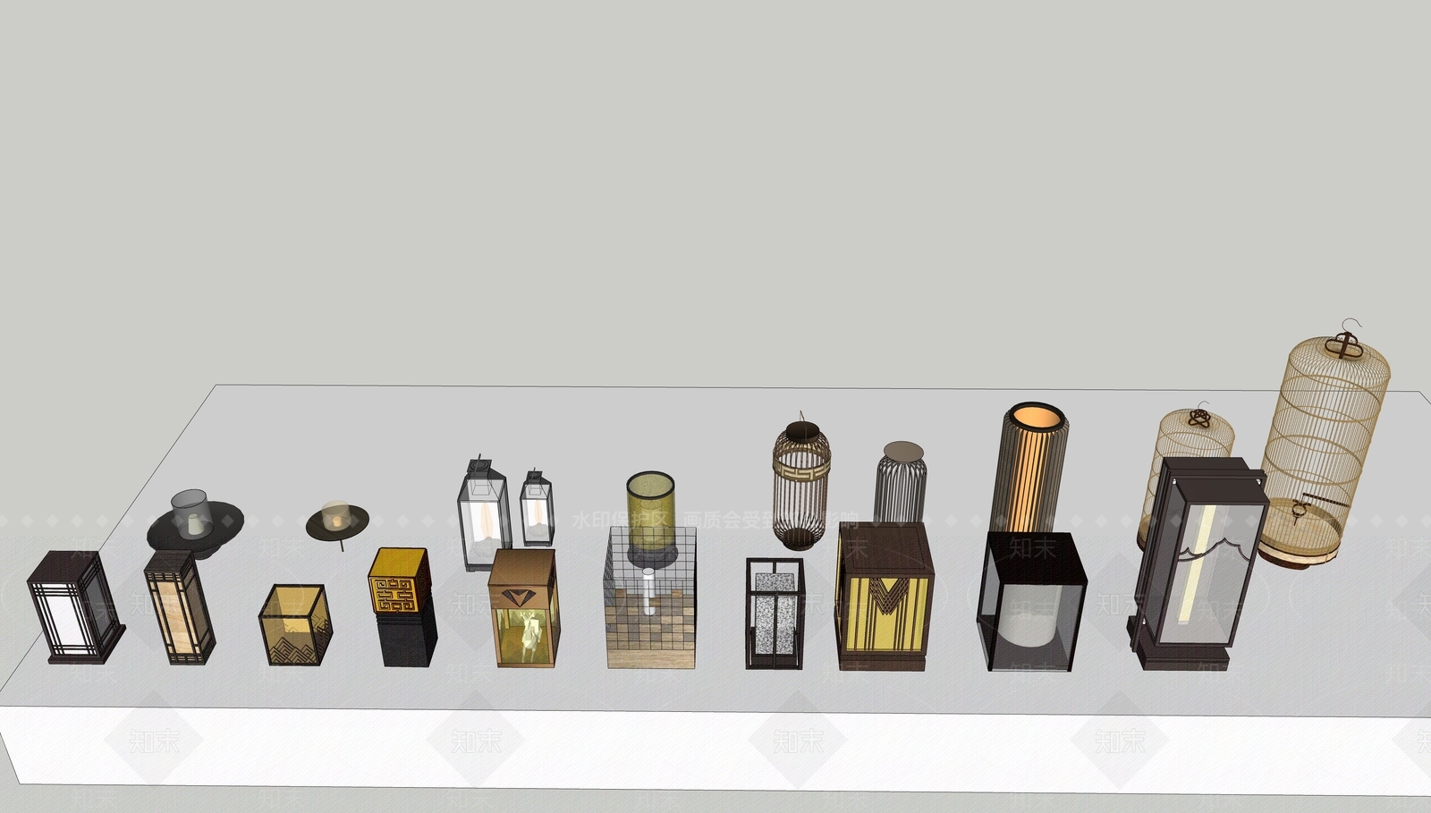 现代户外地灯SU模型下载【ID:1105279254】