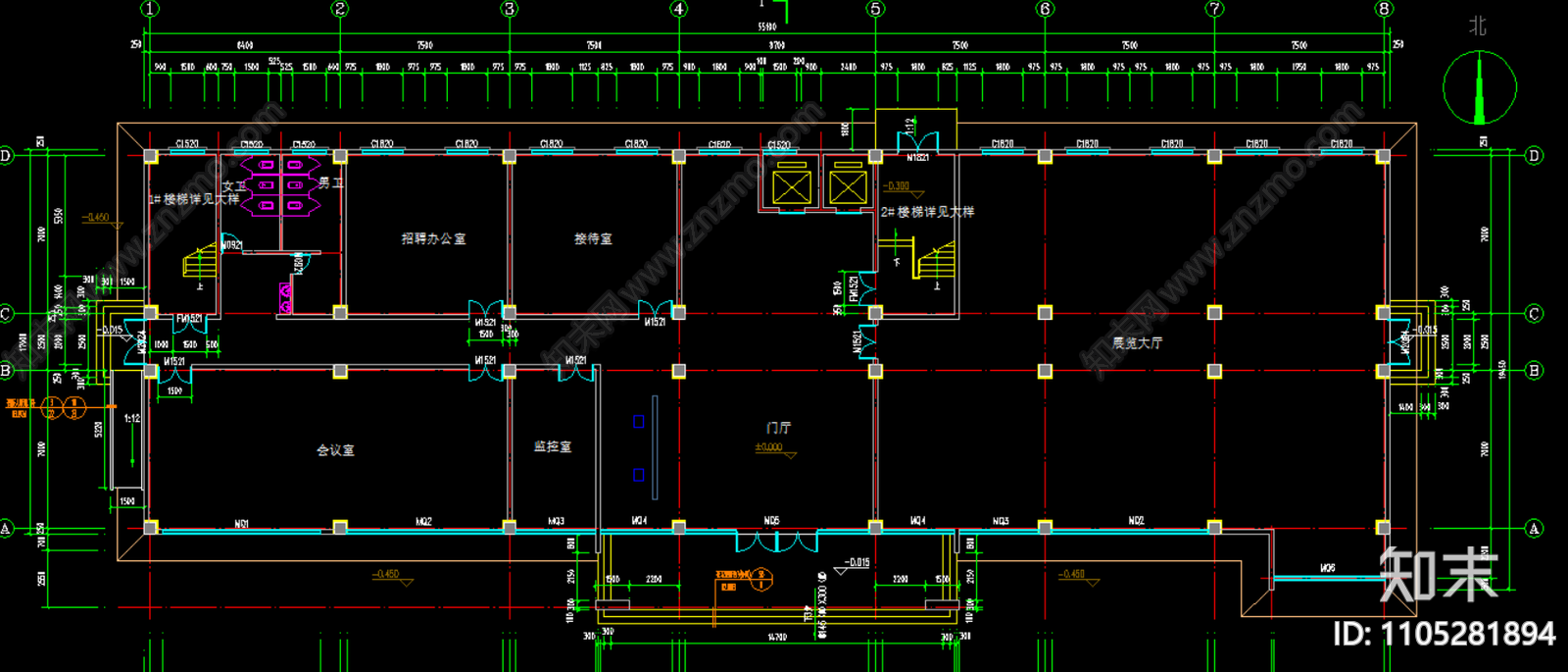 办公建筑cad施工图下载【ID:1105281894】