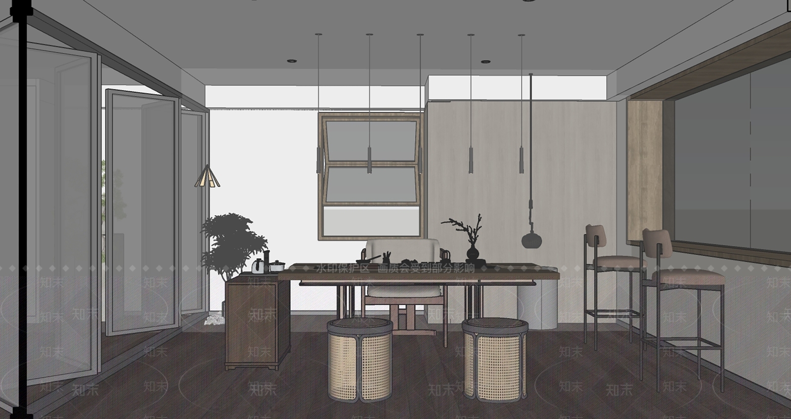现代茶馆SU模型下载【ID:1105281647】
