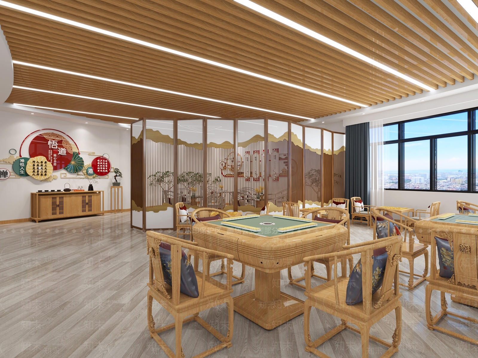 新中式棋牌室3D模型下载【ID:1105296344】