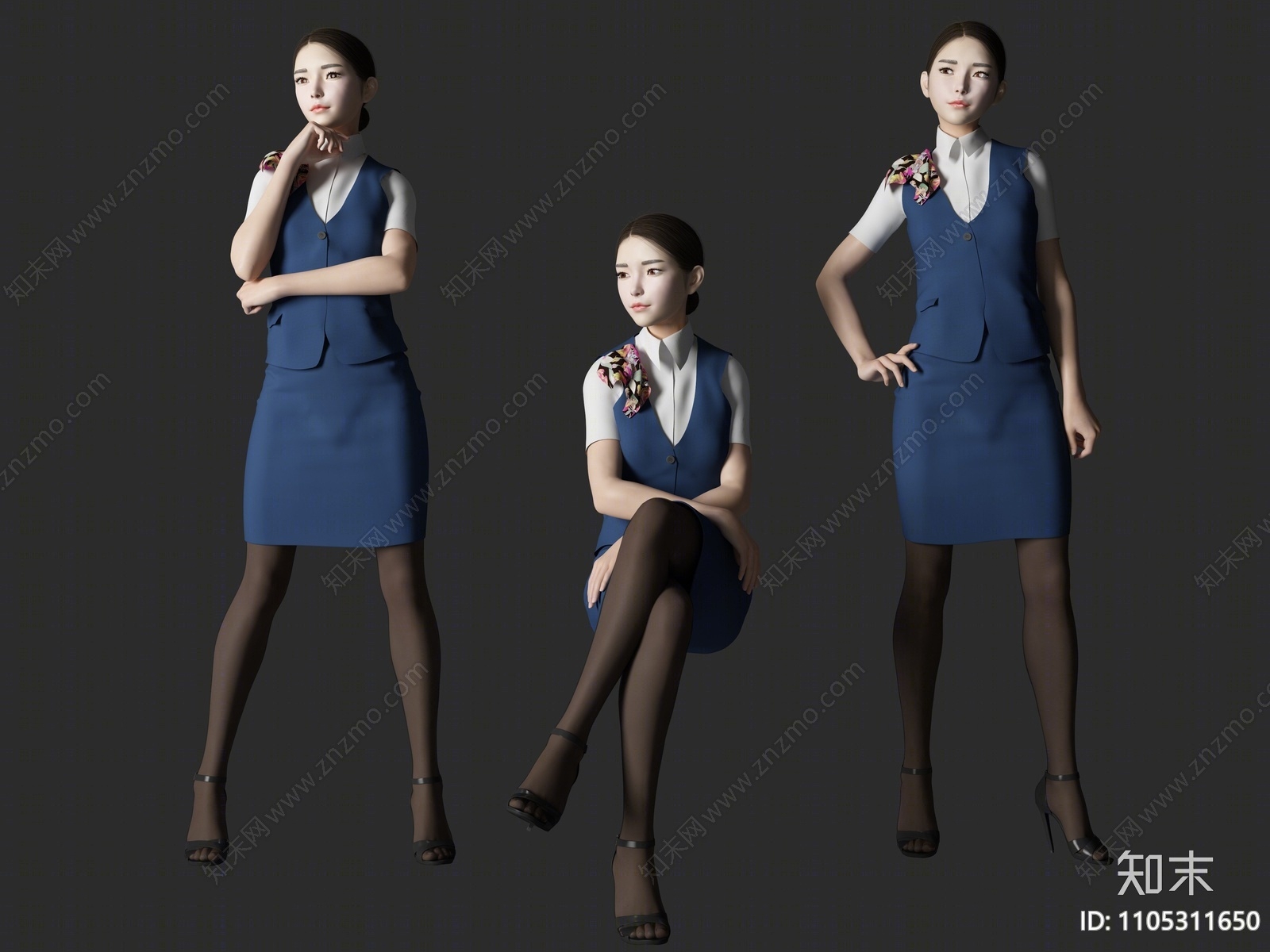 现代女人3D模型下载【ID:1105434525】