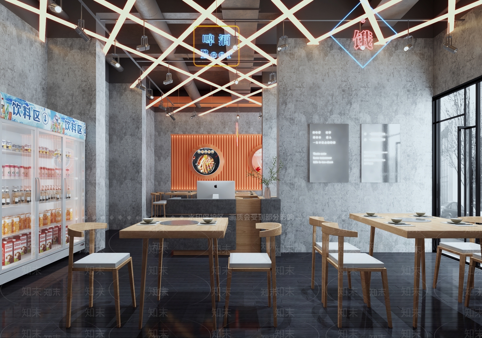 工业风烧烤店3D模型下载【ID:1105316898】