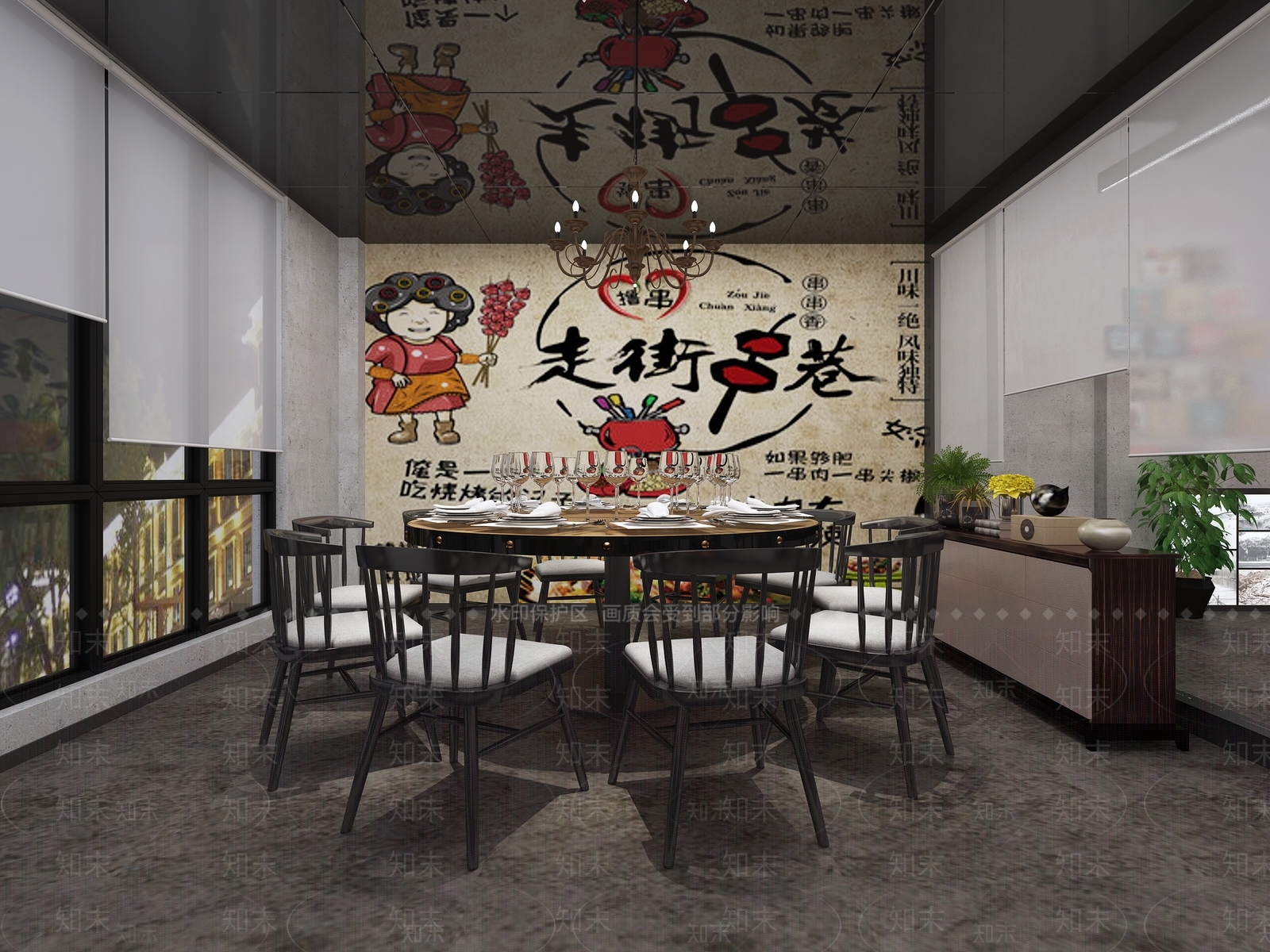 工业风火锅店3D模型下载【ID:1105324082】