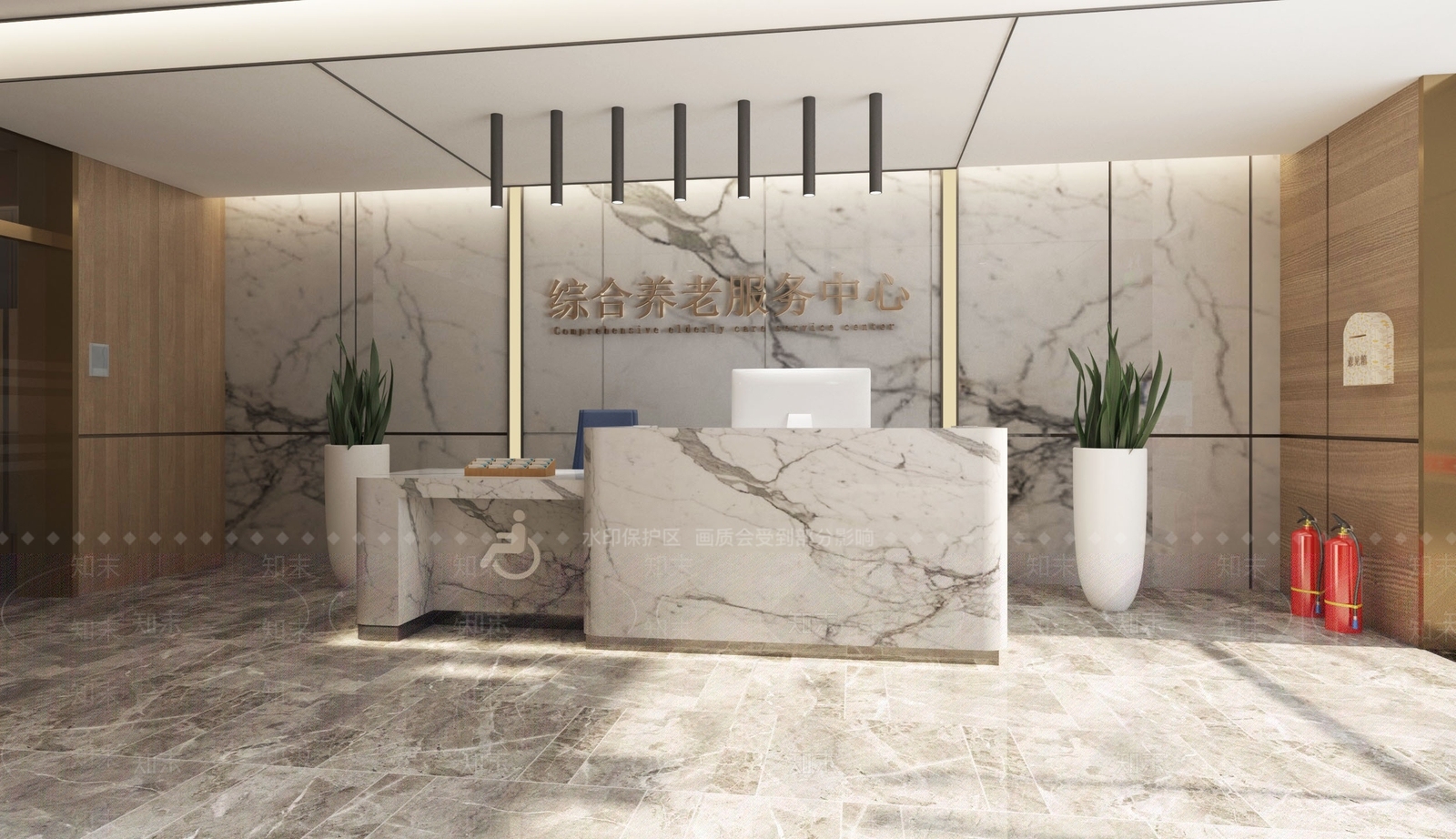 现代综合养老院服务中心3D模型下载【ID:1105354313】