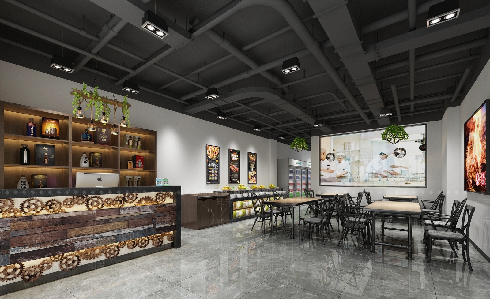 工业风烧烤店3D模型下载【ID:1105344664】