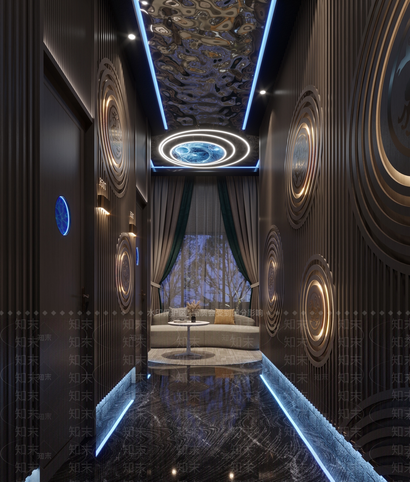 新中式洗浴中心过道3D模型下载【ID:1105345687】