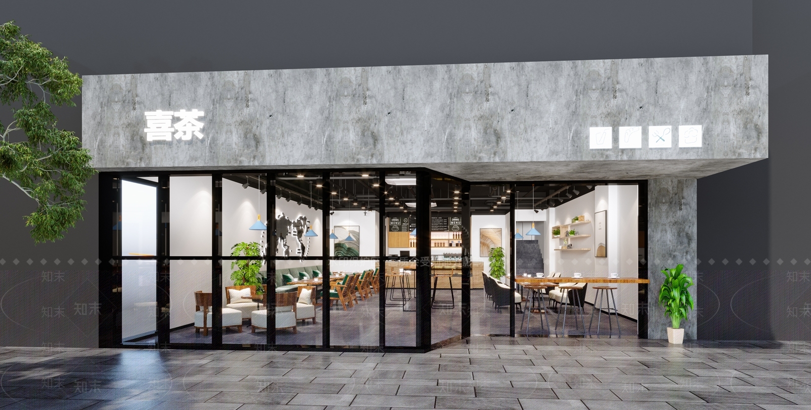 现代奶茶店3D模型下载【ID:1105354297】