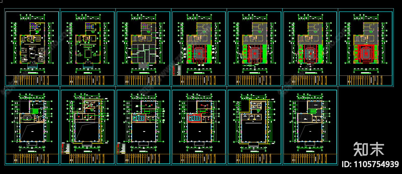 售楼部建筑cad施工图下载【ID:1105754939】