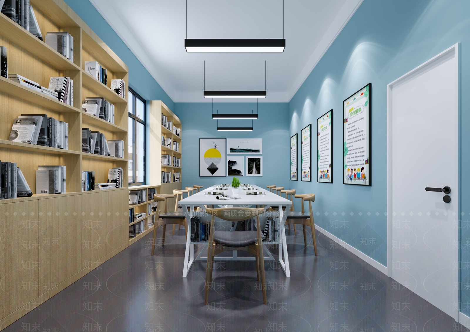现代大学自习教室3D模型下载【ID:1105352828】