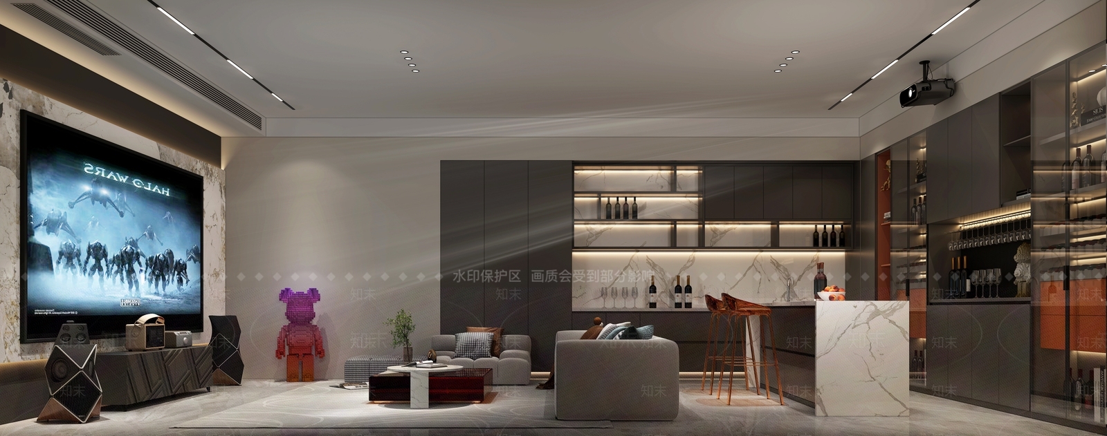 现代家居影音室3D模型下载【ID:1105360822】